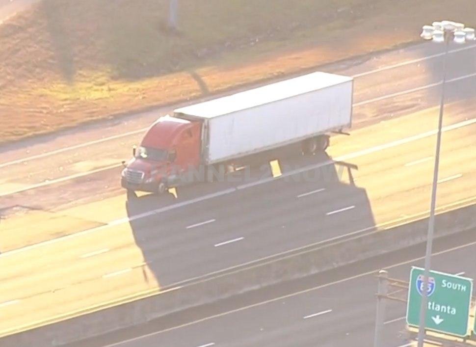 Truck surrounded on I-85 in Greenville County, South Carolina after the driver claimed to have a bomb
